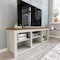 Flash Furniture Kilead Farmhouse TV Stand for up to 80in. Engineered Wood Console w/Open Storage, White w/Walnt Top GC-MBLK66-WH-GG - alternate 1